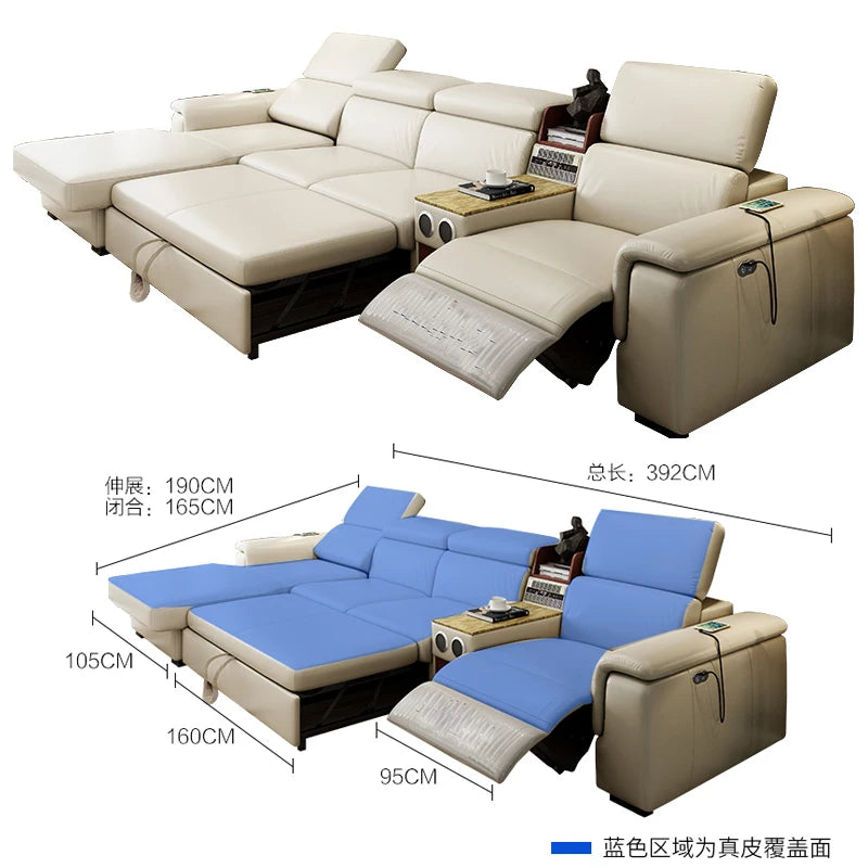 Living Room Sofa bed real genuine leather sofas salon couch electric recliner L sofa cama speaker air cleaner storage bluetooth