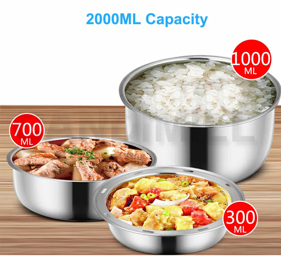 CANDIMILL Mini cuiseur à riz électrique repas Portable chauffage thermique boîte à déjeuner 2/3 couches cuiseur vapeur alimentaire récipient de cuisson