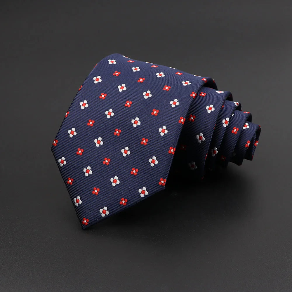 Nouveau Cravate Homme Classique Couleur Unie Rayure Plaid 8cm Jacquard Marine Cravate Accessoires Usure Quotidienne Cravat Mariage Cadeau de Fête