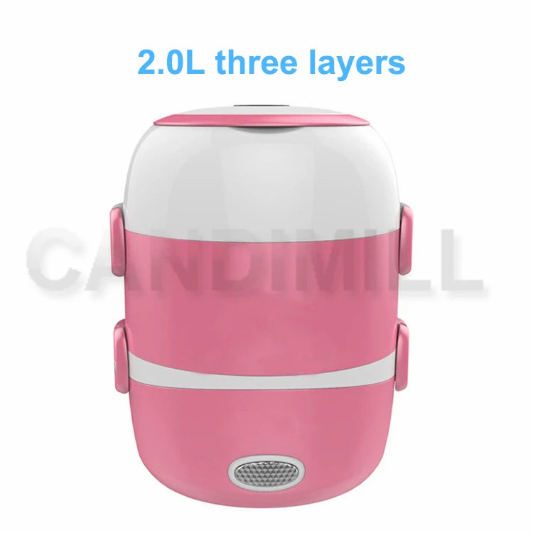 CANDIMILL Mini cuiseur à riz électrique repas Portable chauffage thermique boîte à déjeuner 2/3 couches cuiseur vapeur alimentaire récipient de cuisson