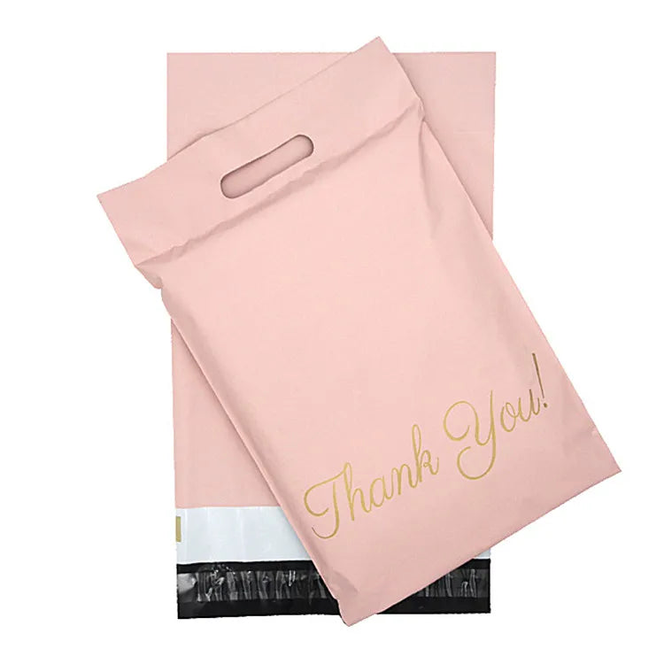 10/50 pièces merci rose Poly Mailer enveloppes adhésives sac bricolage T-shirt sous-vêtements robe Leggings jouets expédition pochettes portables