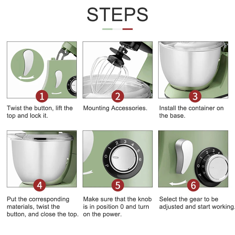 Mélangeur Alimentaire Professionnel avec Filles, Équipement en Métal, Machine à Mélanger la Farine, Fouet à Crème, Pâte à Gâteau, Aide de Cuisine, Support de Centre Commercial