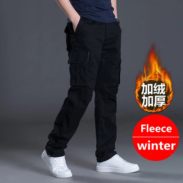 Spring Autumn Men's Cargo Pants Mens Casual Multi Pockets Military Large Size Tactical Pants Men Outwear Straight Winter Pants