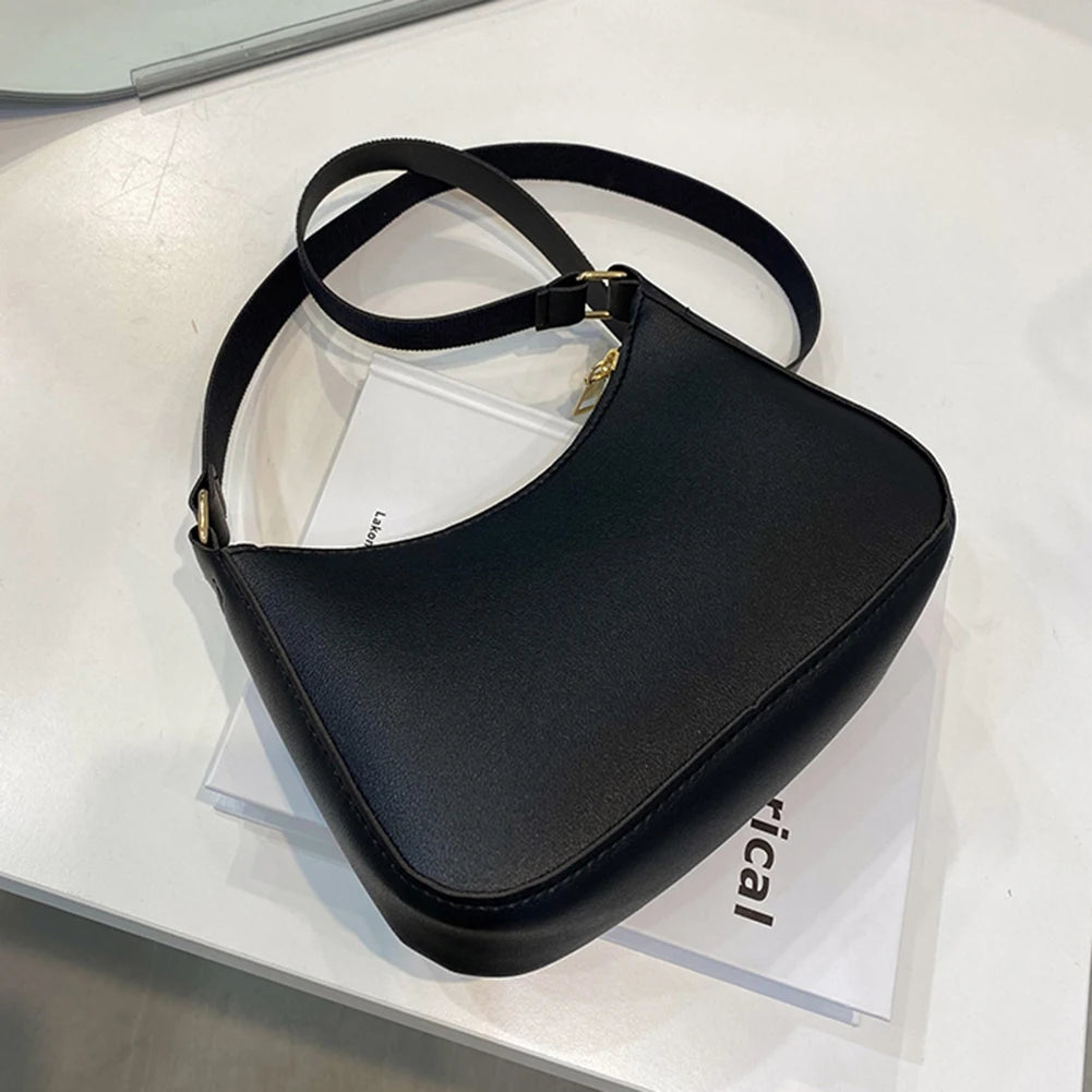 Sac à main rétro solide en cuir PU pour femmes, sous les bras, décontracté, nouvelle collection