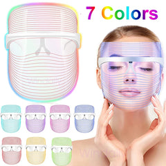 Masque Facial de thérapie à la lumière LED, 7 couleurs, Photon, Anti-âge, Anti-rides, rajeunissement, sans fil, soins de la peau, appareils de beauté