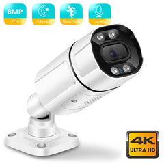 BESDER – caméra de Surveillance extérieure IP POE Ultra HD 4K, 8MP/4MP, H.265, Audio, avec ia, détection de mouvement et alerte, Vision nocturne infrarouge
