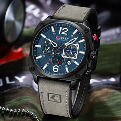 CURREN marque de luxe hommes montres à Quartz marron pour homme chronographe lumineux cadran en cuir horloge montre de sport décontractée