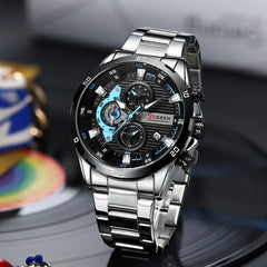 CURREN montres en acier inoxydable pour hommes mode créative cadran lumineux avec chronographe horloge mâle montres décontractées