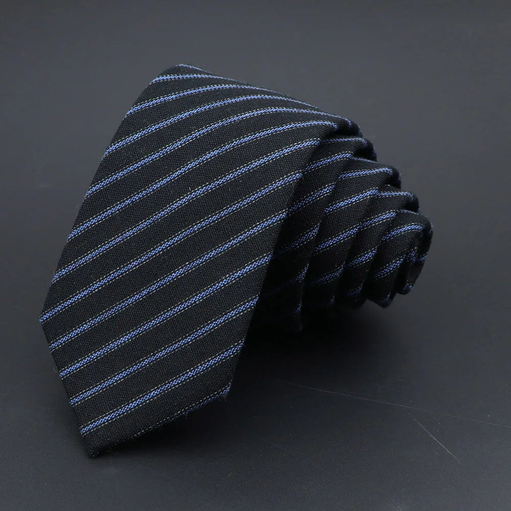 Coton solide fait à la main Cravates en laine Hommes Cravate Rayé Col étroit Slim Cachemire Casual Cravate Accessoires