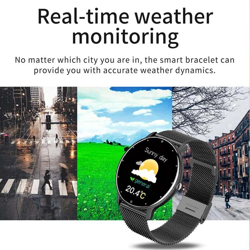 Montre intelligente Dames Écran tactile complet Sports Fitness montre IP67 étanche Bluetooth pour Android iOS Montre intelligente Femme
