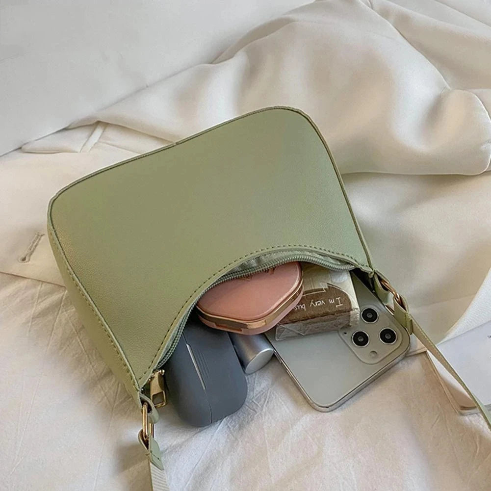 Sac à main rétro solide en cuir PU pour femmes, sous les bras, décontracté, nouvelle collection