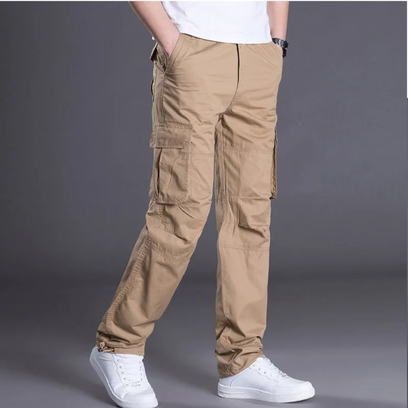 Spring Autumn Men's Cargo Pants Mens Casual Multi Pockets Military Large Size Tactical Pants Men Outwear Straight Winter Pants