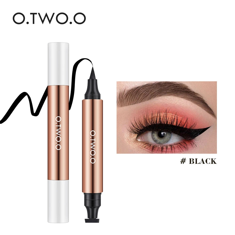 O.TW O.O-Stylo Eyeliner Liquide Noir à Double Extrémité, Waterproof, vaccage Rapide, Maquillage Cosmétique pour Femme