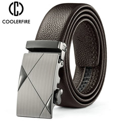Hommes ceinture en métal marque de luxe boucle automatique en cuir haute qualité ceintures pour hommes travail d'affaires sangle décontractée ZDP001A
