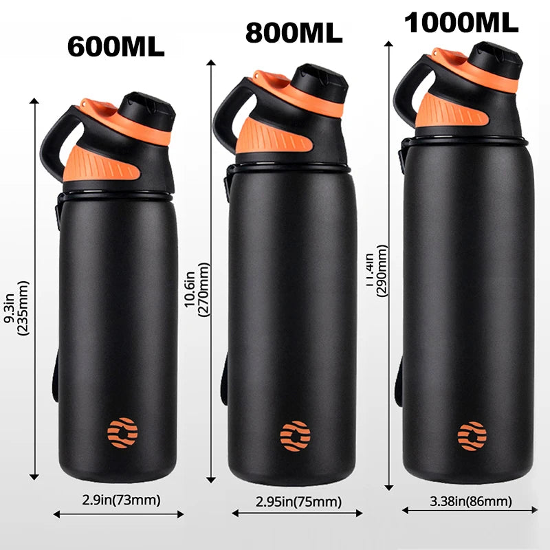 FEIJIAN Thermo bouteille avec couvercle magnétique Sport de plein air bouteille d'eau en acier inoxydable garder le froid isolé flacon sous vide 1000 ml