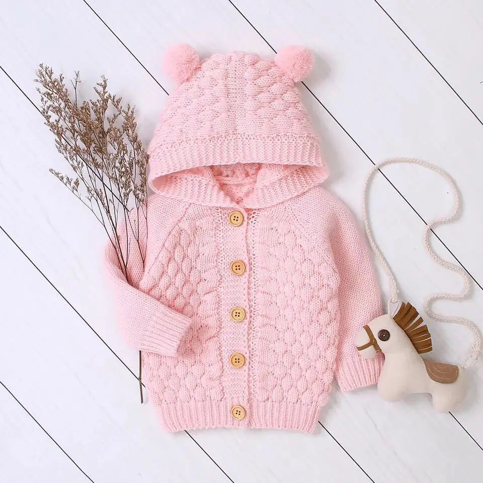 Sweat à capuche tricoté pour bébé fille et garçon de 0 à 24 mois, veste chaude d'automne à manches longues, vêtements d'extérieur