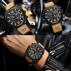 CURREN marque de luxe hommes montres à Quartz marron pour homme chronographe lumineux cadran en cuir horloge montre de sport décontractée