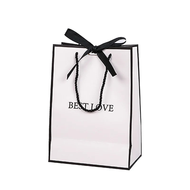 Sac en Papier Blanc avec Votre Propre Logo et Bowkno, Cadeau Élégant et Personnalisé, Imprimé de Luxe, Vente en Gros, 500 Pièces/Lot