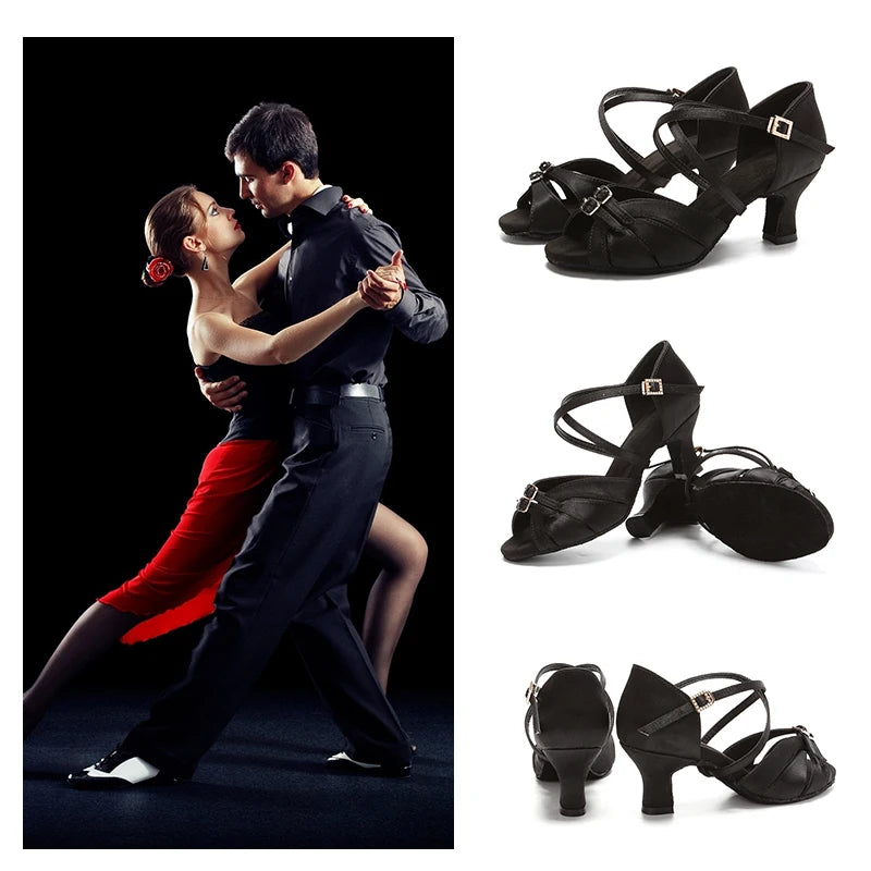 Chaussures de Danse Latine Moderne Pole Dance Chaussures Salsa Tango Talon Haut Réglable Chaussures Latines Pour Filles Dames