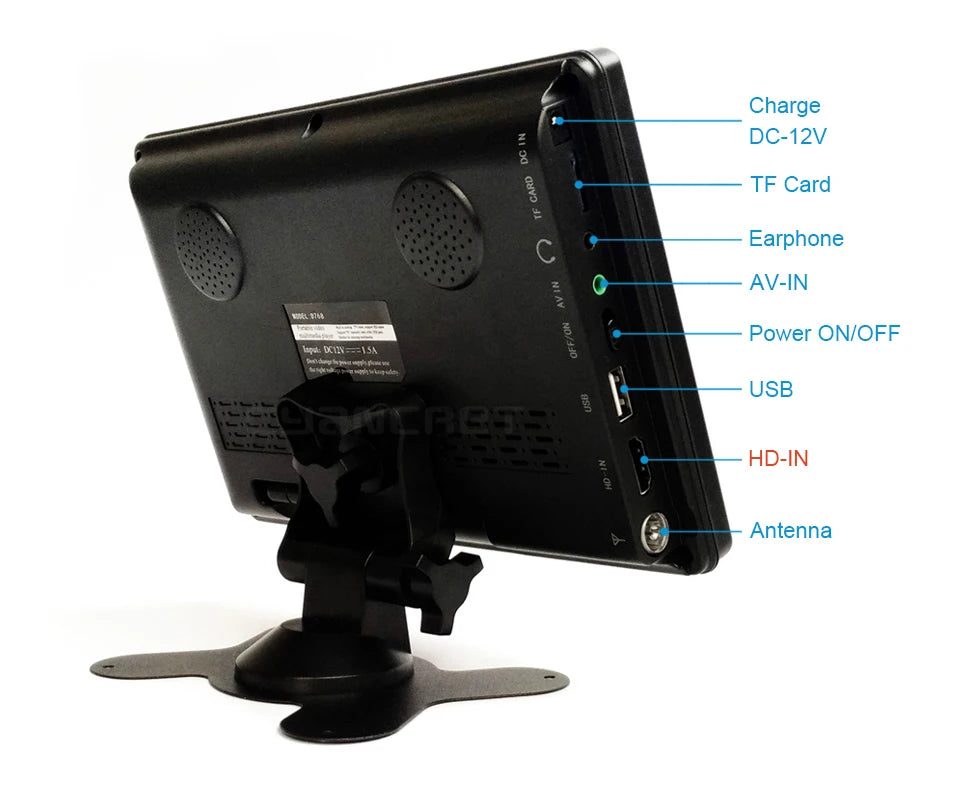 Mini prise en charge de la télévision de voiture numérique et analogique, D7, 7 pouces, USB, Tf, régule 4 H. disparates, Ac3, Dvb-T2 de télévision portable, Atsc, Tdt