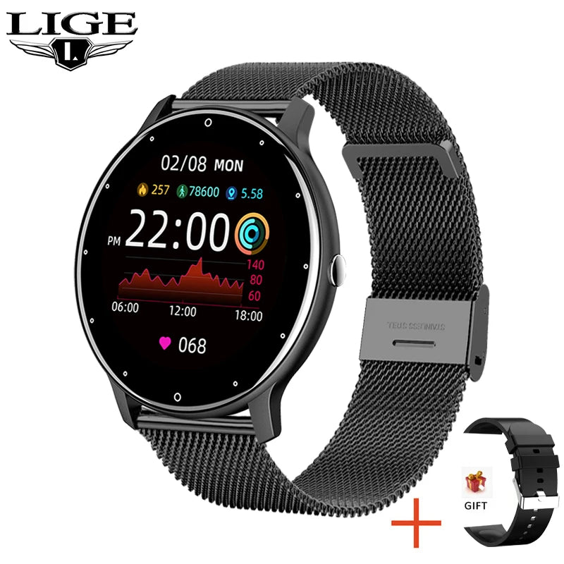 Montre intelligente Dames Écran tactile complet Sports Fitness montre IP67 étanche Bluetooth pour Android iOS Montre intelligente Femme