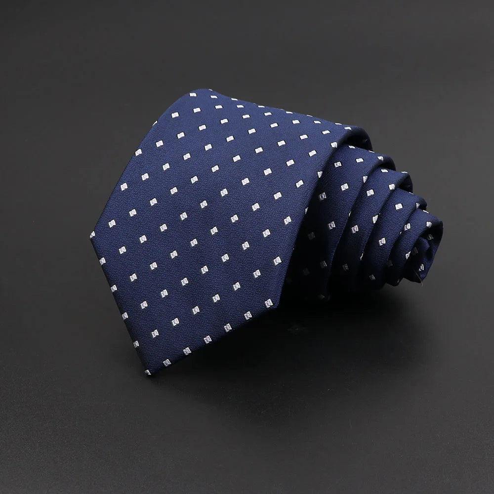 Nouveau Cravate Homme Classique Couleur Unie Rayure Plaid 8cm Jacquard Marine Cravate Accessoires Usure Quotidienne Cravat Mariage Cadeau de Fête