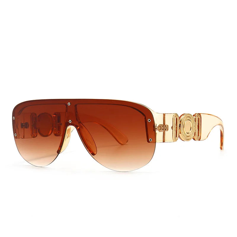 Lunettes de soleil de luxe surdimensionnées pour hommes et femmes, protection UV400, Vintage, à la mode, 46659