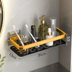 Étagères de salle de bain de luxe sans perçage, étagère murale de douche en aluminium antirouille, porte-serviettes et shampoing, organisateur de salle de bains, accessoire