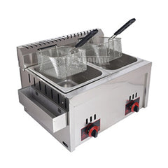 Friteuse à gaz commerciale en acier inoxydable avec réservoirs pour touristes, machine à frites jetables, seau supérieur, 12L