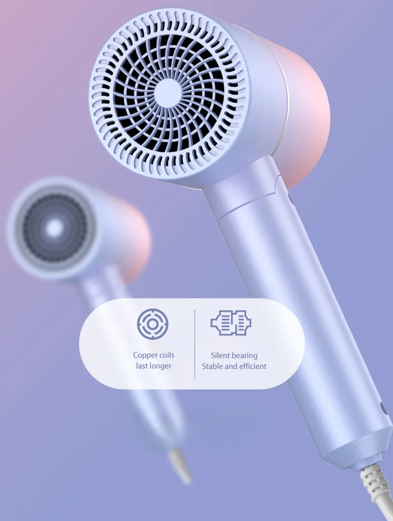 Sèche-cheveux Portable à anions, séchage rapide avec diffuseur, lumière bleue, soins capillaires, professionnel, pliable, pour la maison et les voyages, 2025