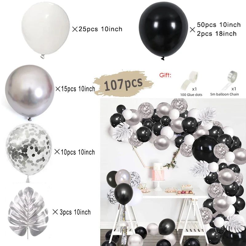 Kit d'arc de guirlande de ballons noirs et dorés, avec ballons en aluminium Starburst, fournitures de décoration pour mariage, anniversaire, fête de famille