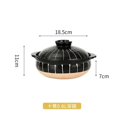 Casserole en céramique de Style japonais, petite casserole noire en argile, ustensiles de cuisine pour la maison, fournitures de cuisine, casserole à soupe, 1 pièces