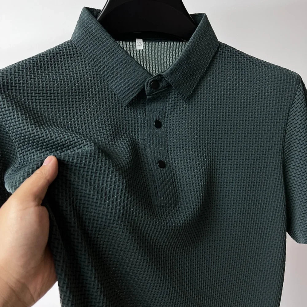 T-shirt à manches courtes pour hommes Cool et respirant POLO Shirt d’affaires Décontracté Absorbant la transpiration Haut