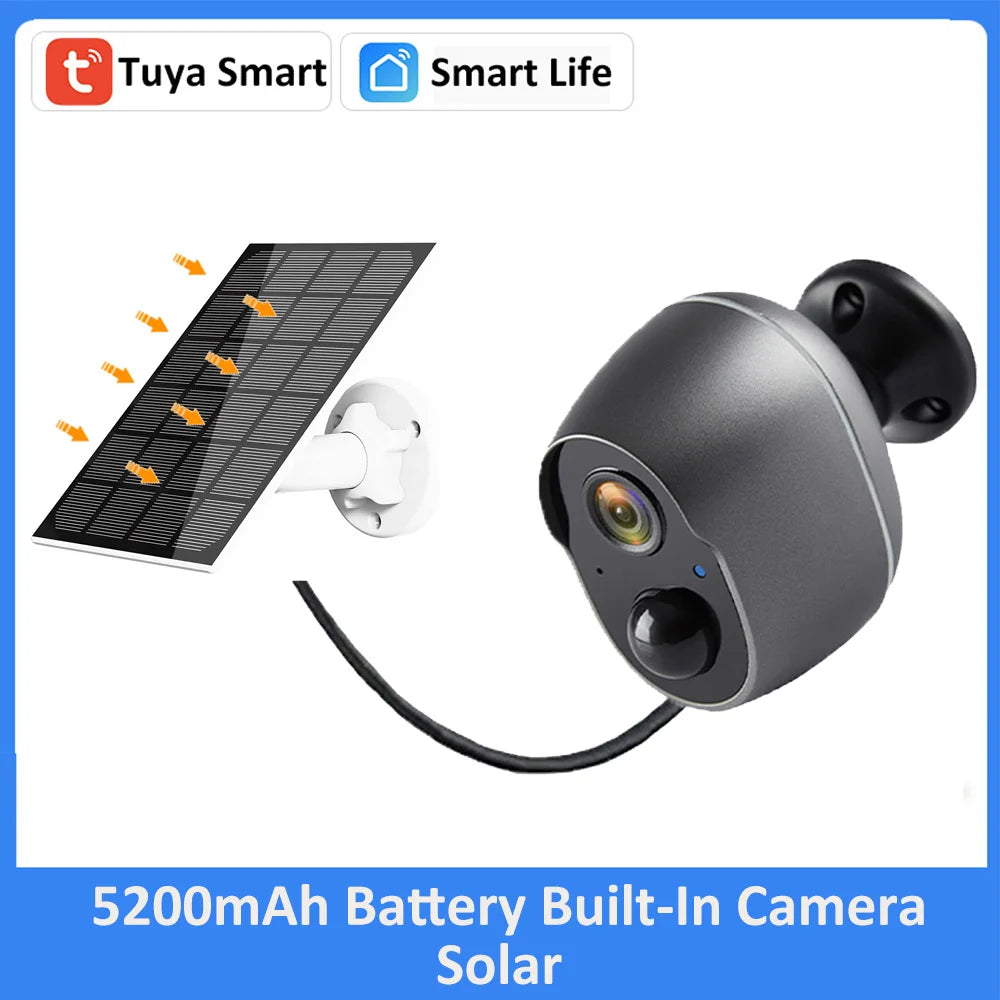 Tuya 5200 mAh batterie rechargeable solaire WiFi sécurité 3MP FHD CCTV caméra 135 ° grand Angle de vue 4X Zoom numérique Alexa Google caméra