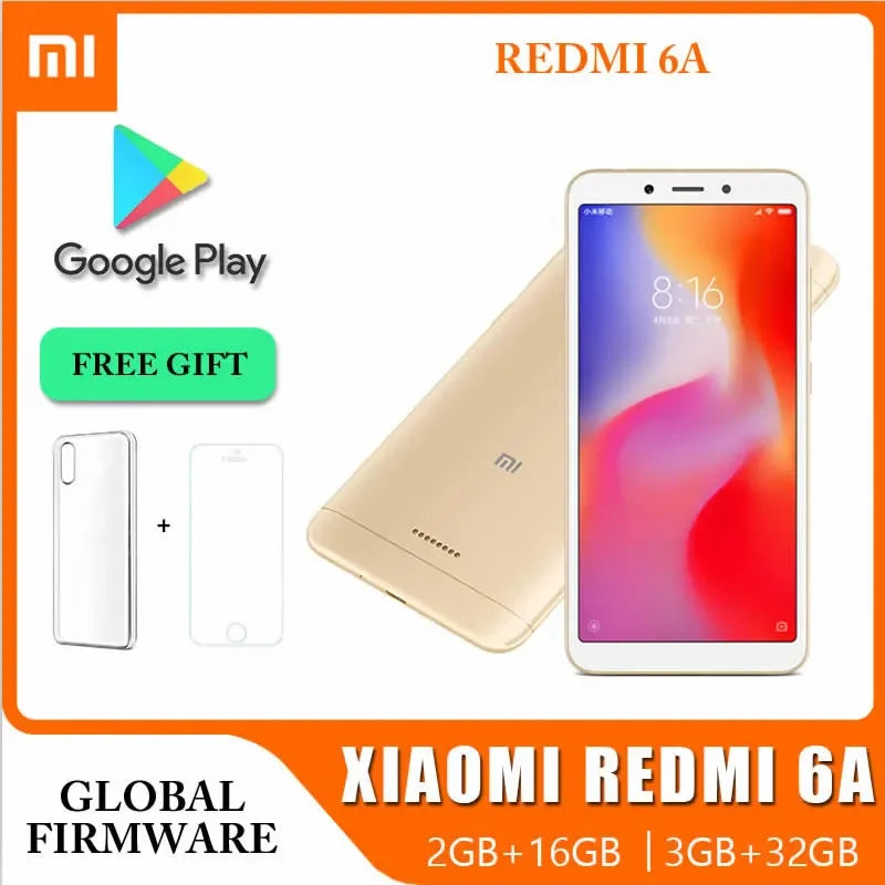Smartphone d'origine Xiaomi Redmi 6A 3 + 32 Go vente en gros téléphones mobiles Xiaomi débloqués Android Google Play Redmi 6 Global Frimware