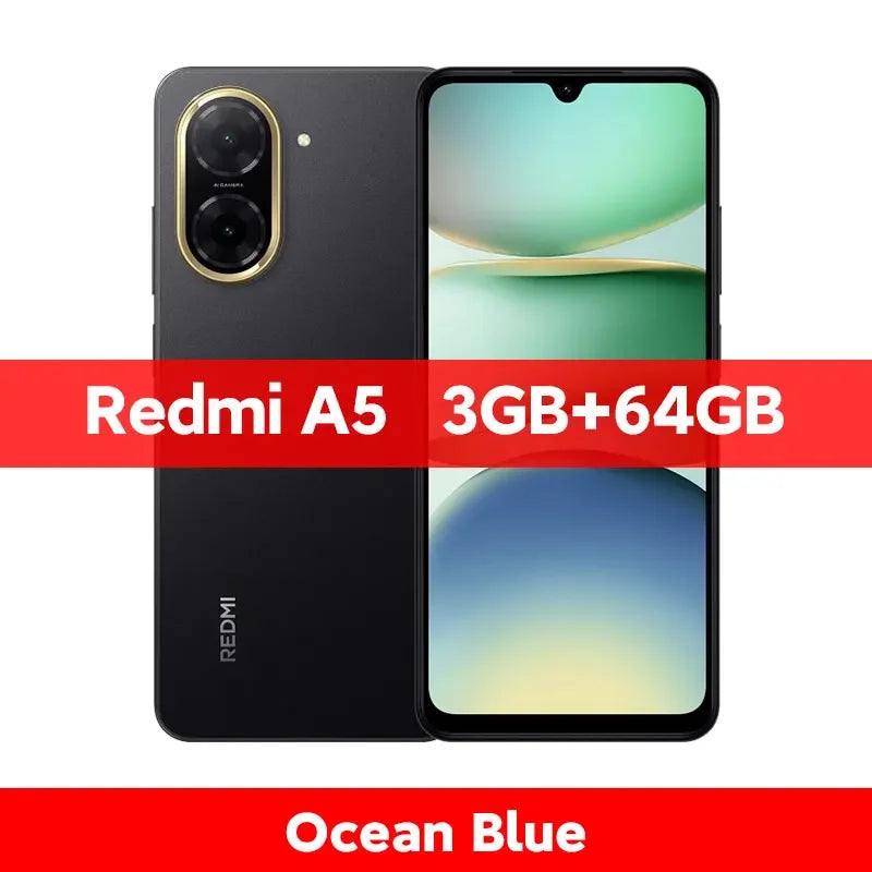 Version mondiale Xiaomi Redmi A5 Smartphone 32MP AI double caméra 6.88 "affichage UNISOC T7250 CPU 5200mAh batterie 15W charge rapide