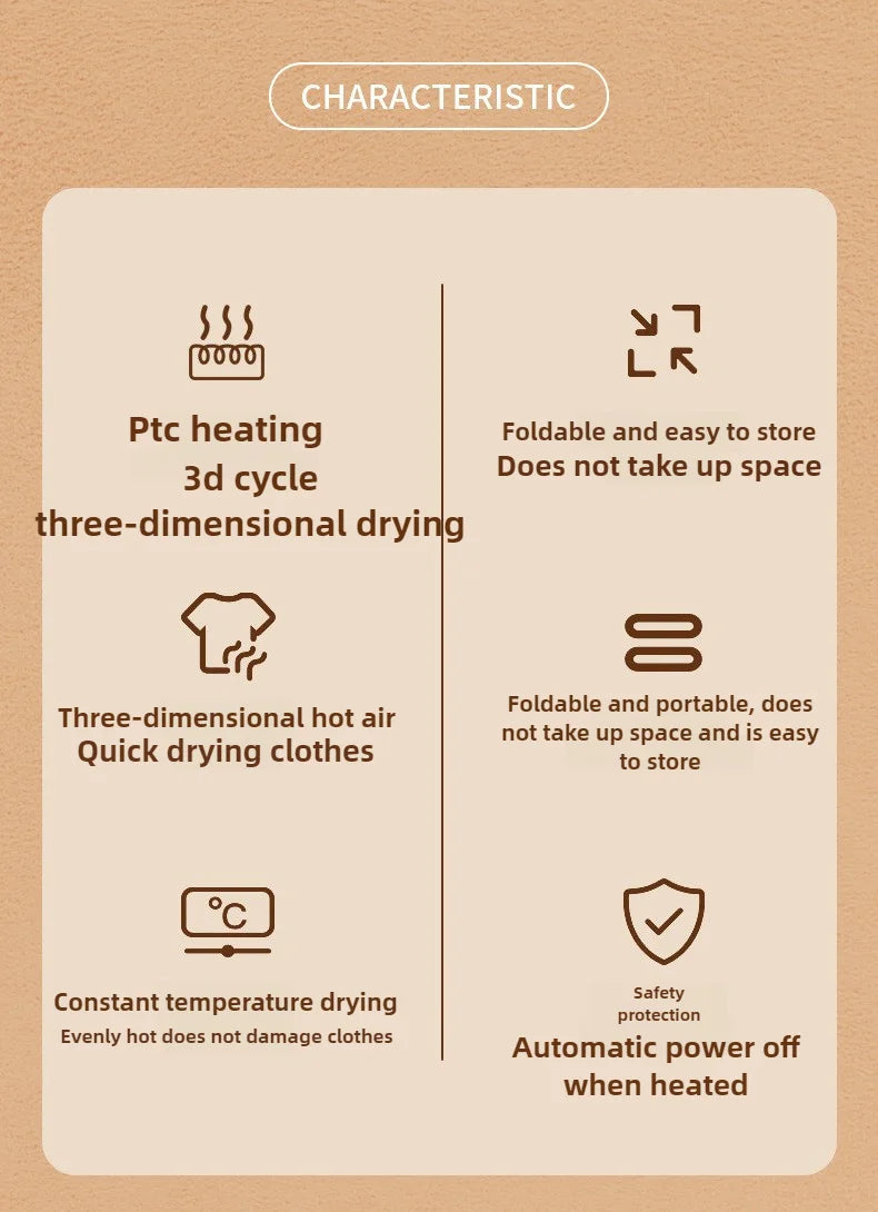 Sèche-linge domestique, chauffage automatique Portable à séchage rapide, Machine multifonctionnelle pour sécher les chaussures et sécher les couettes
