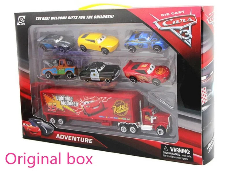 6-7 pièces ensemble Disney Pixar voiture 3 2 1 foudre Mcqueen camion Mack Jackson tempête moulé sous pression en métal voiture de course dinoco racer jouet garçon cadeau