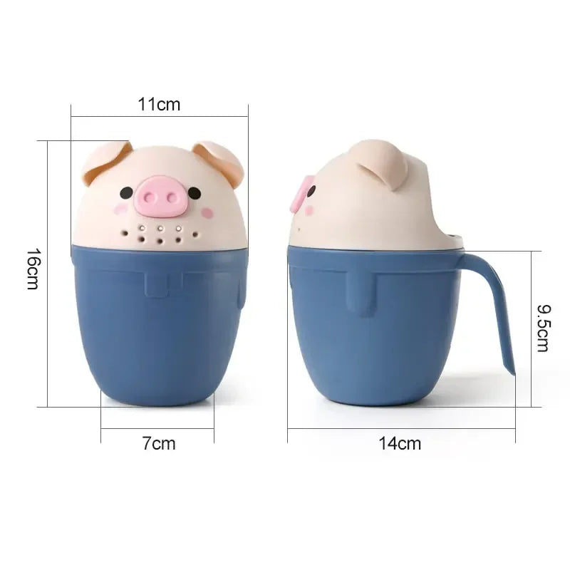 Outil de bain pour enfants, bonnet de bain cochon de dessin animé pour bébé, tasse de shampoing mignonne pour tout-petits, cuillère de lavage des cheveux, tasse de douche en Silicone souple pour nourrissons