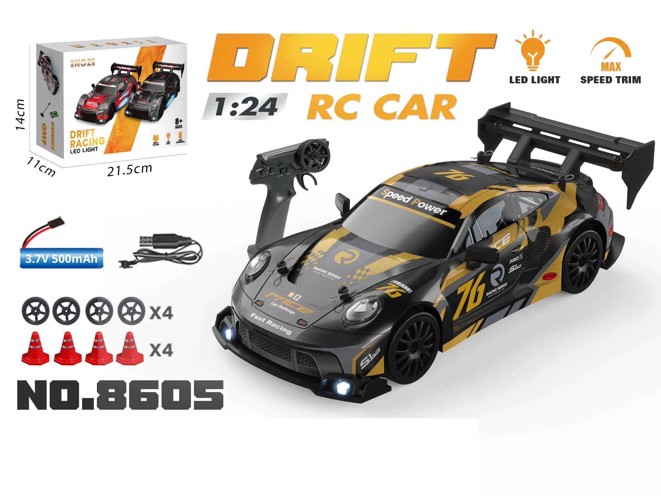 1:24 haute vitesse RC dérive voiture 2.4G 4WD télécommande Mini voiture de course compétition voiture de course jouet pour les enfants