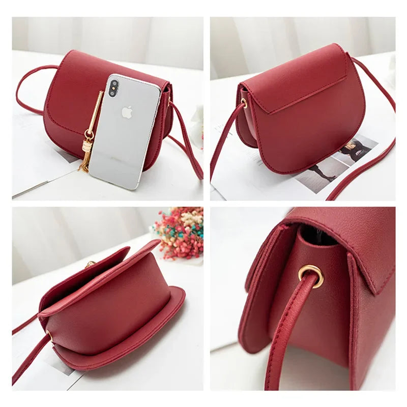 Sac à bandoulière en cuir PU avec pompon pour femme, petit sac messager à rabat, sac fourre-tout pour femme, portefeuille pour téléphone portable, sacs à main à la mode