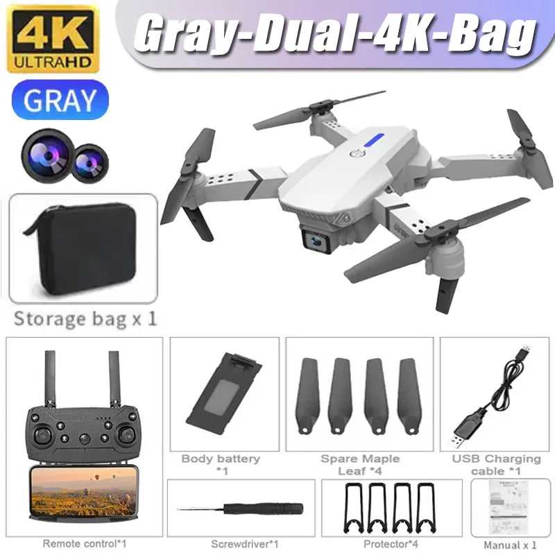 Drone professionnel E88 4K avec caméra grand angle HD 1080P, WiFi, FPV, recommandé de tenir un importateur RC pliable, hélicoptère quadrirotor, jouets pour enfants