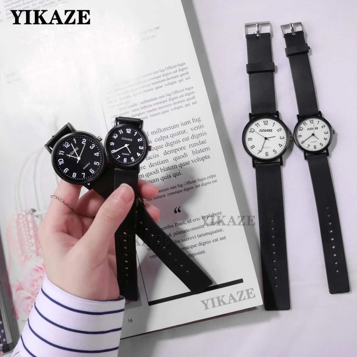 Simple Noir Blanc Quartz Montres Femmes Design Minimaliste Bracelet En Silicone Montre-bracelet Grand Cadran Femmes Mode Créative Montre Cadeau
