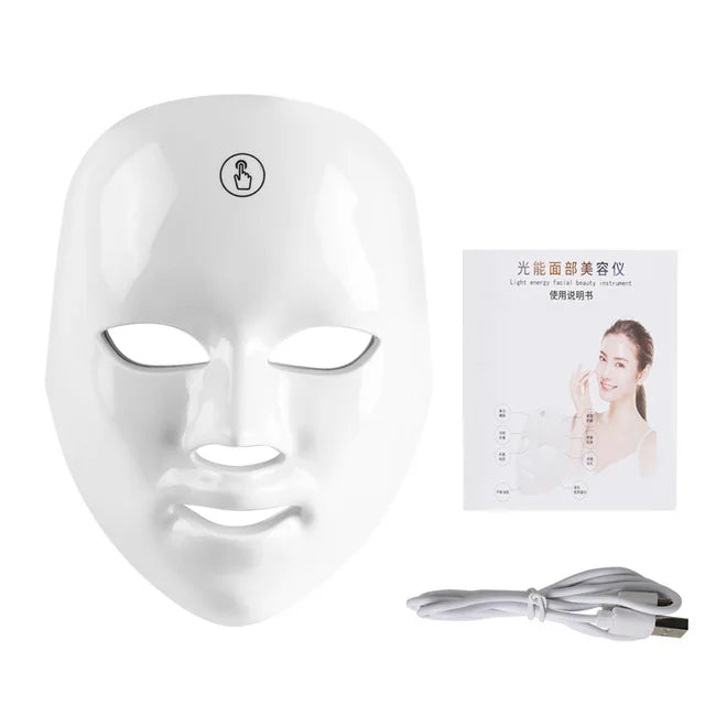 Masque Facial LED 7 couleurs, thérapie photonique, soins de la peau, outils de rajeunissement de la peau, Anti-acné, élimination des rides, masque de beauté du visage