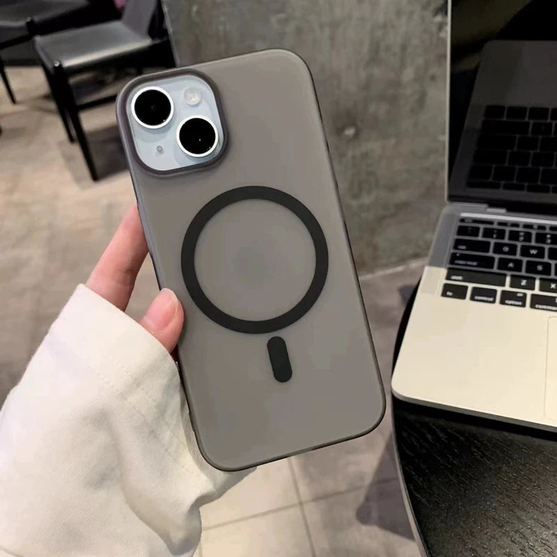 Luxury Matte Magsafe Phone Case For iPhone 11 12 13 14 15 16 Pro Max Plus Magnetic Transparent  Shockproof Bumper Cover