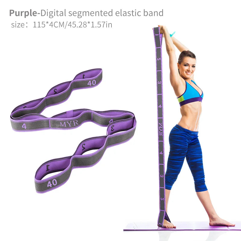 Sangle d'étirement élastique de yoga avec boucles, sangle extensible pour ballet, jambe, corps, bande extensible pour yoga, danse, Pilates, gymnastique