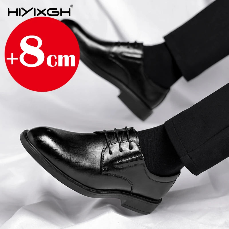 3/6/8 CM chaussures d'ascenseur hommes chaussures habillées noir en cuir souple hommes rehausser chaussures formelles décontracté hommes d'affaires Oxfords costume
