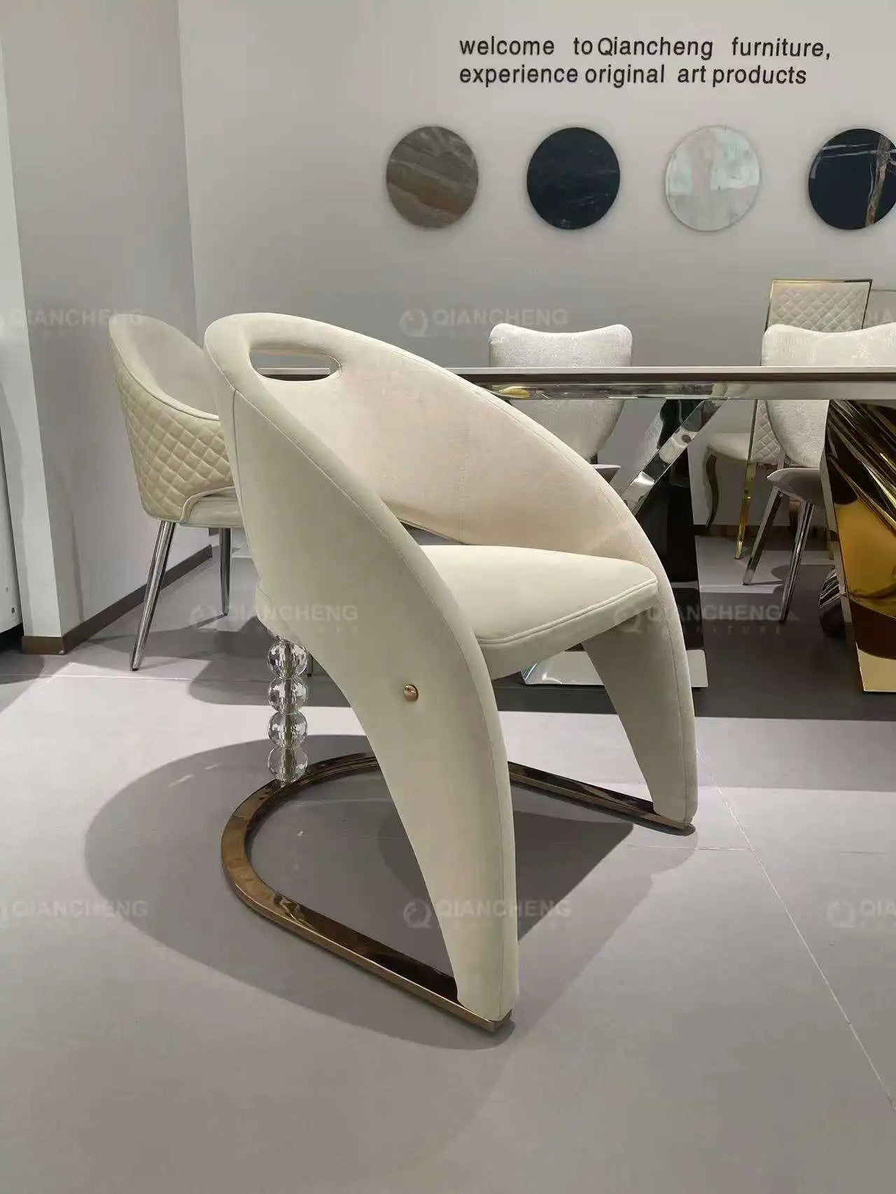 Esmt163 chaise de salle à manger design de luxe léger italien chaise de villa de luxe haut de gamme grandes chaises de table à manger plates