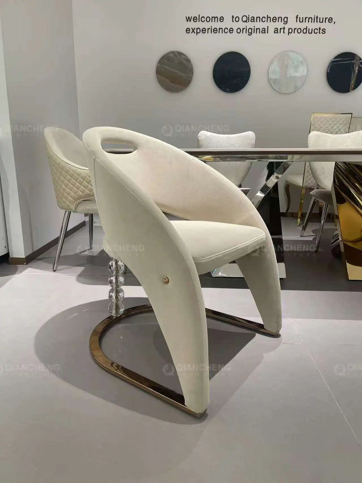 Esmt163 chaise de salle à manger design de luxe léger italien chaise de villa de luxe haut de gamme grandes chaises de table à manger plates