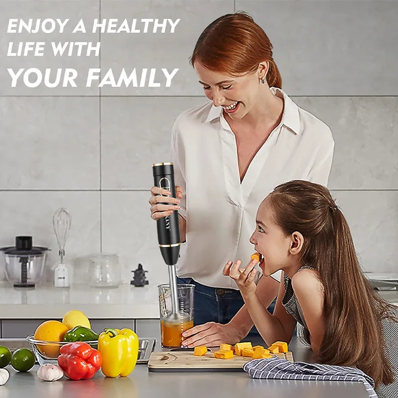 Mélangeur à immersion domestique portatif, mélangeur à main polyvalent 300 W, mélangeur à 2 vitesses, noir/blanc